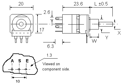 ECO switch dimensions (PC16BU/..OW2S)